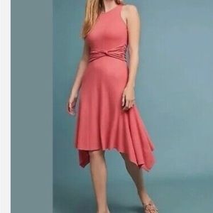 Anthropologie Raspberry Ribbed Kingsolver Sleeveless Dress  Size Small